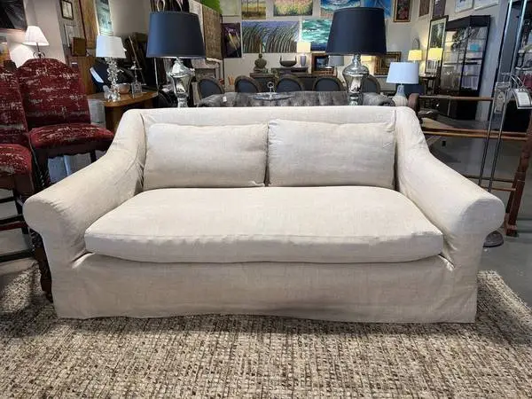 Restoration Hardware Cream Linen Sofa- 84X47X33