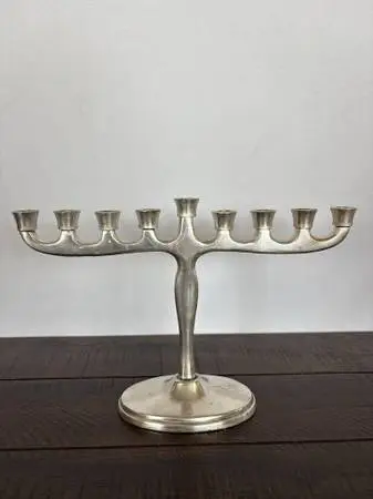 RH Brushed Pewter Hanukkah Menorah - 10.5X7H