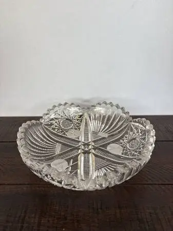 Antique American Brilliant Period Cut Glass Bowl- AS IS- 8X8X2.25H
