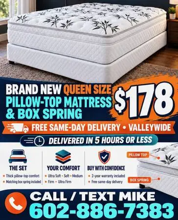 ✅ QUEEN SIZE PILLOW YOP MATTRESS & BOX SPRING-BRAND NEW-FREE DELIVERY