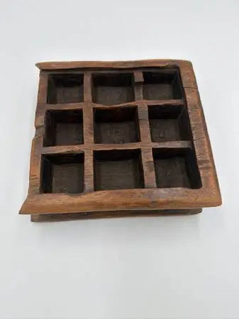 Indonesian Java Wood Spice & Nut Box- 8X8X2.5