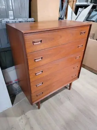 36 Danish MCM tallboy DRESSER cabinet TEAK