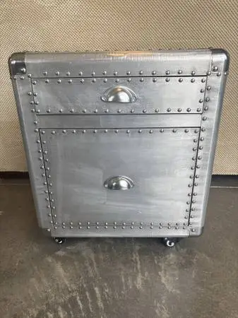 Aluminum Wrapped 2 Drawer Nightstand On Casters- 13.5X19X22- AS IS