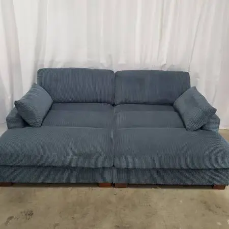 Benton Oversized Navy Corduroy Modular Chaise/Sofa
