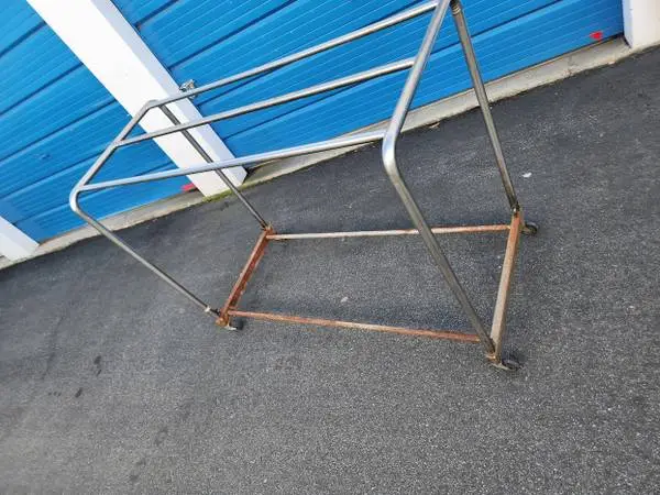 5 ft wide vintage Double Metal Clothing Rack Rolling 1940s
