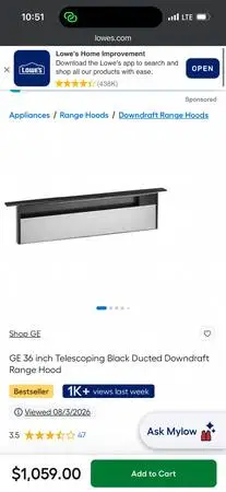 GE Telescopic Downdraft