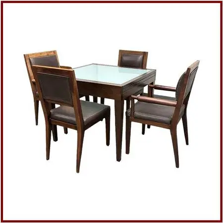 Extendable Glass-inset Dining Table + Four Chairs, Set Of Five