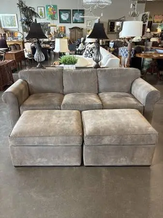 Childress Furniture Embossed Sofa W/ Ottomans- 86X37X30H