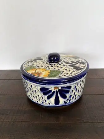 Talavera Tortilla Warmer W/ Lid- 8X8X5