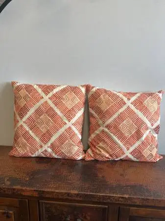 Pottery Barn Orange & Cream Geometric Pillow- 20X20
