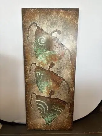 Greg Kinne Three Brothers Etched Concrete & Bronze Art - 19X2X46.5