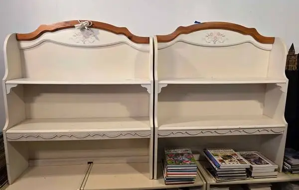 A SET Beautiful Beige Early American Hutches
