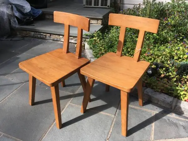 $750+ Pair of New Zara Home Solid Elm Wood Chairs w/ Backrest