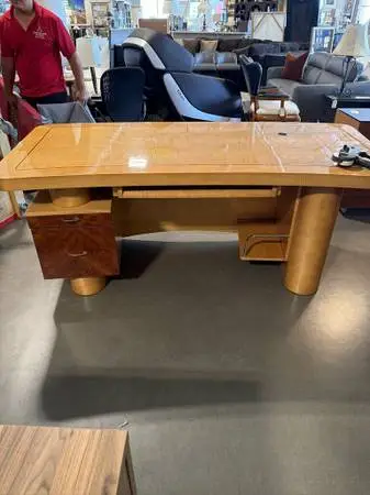 Copenhagen Maple Executive Desk W/ Makore Modesty Inlay- 79X37X30