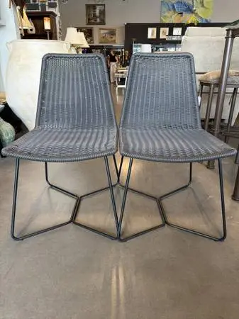 All Weather Wicker Slope Indoor/Outdoor Dining Chairs- Pair