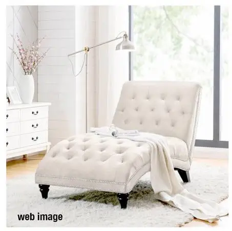 Barely used Beige Fabric Chaise Lounge -- beautiful and comfy