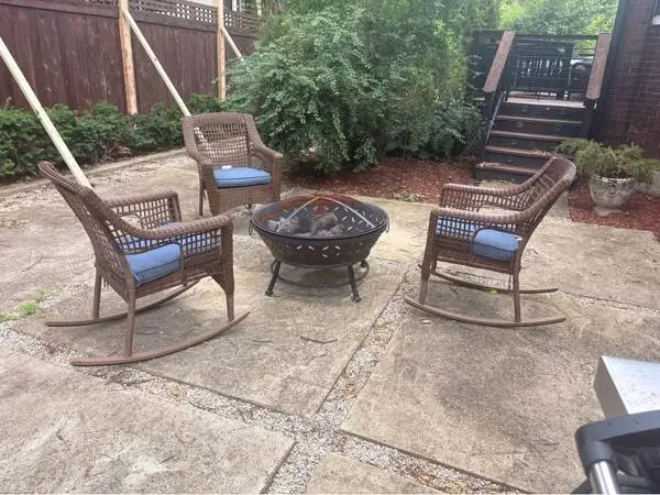 *** SUMMER SALE *** Wicker Rocking Chairs with Fire Pit