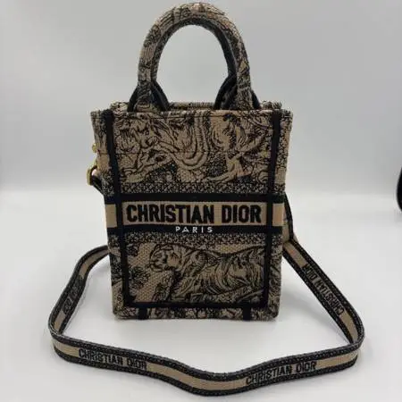 Christian Dior Canvas Toile de Jouy Reverse Embroidered Mini Book Tote