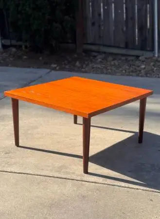 Mid Century Modern Vintage Danish Teak Wood Square Coffee Table