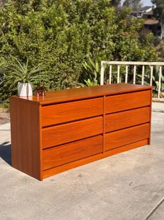Danish Modern Vintage 6-Drawer Lowboy Dresser - Made in Denmark - MCM