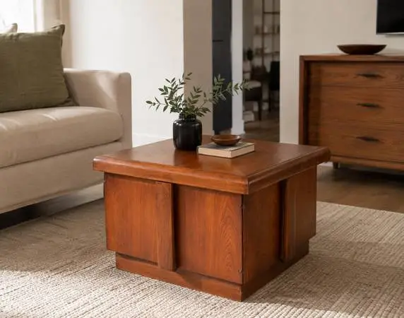 Mid Century Modern Vintage Brutalist Lane Walnut Coffee Table
