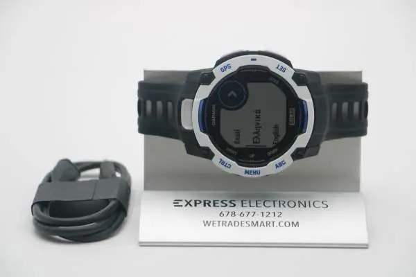 Garmin Instinct 3 50MM Solar Whitestone w/Black Bolt Blue Band