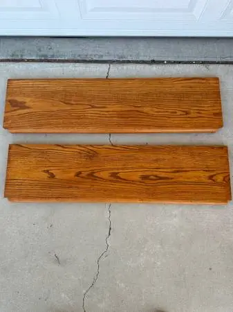 Two Red Oak Wood Bookcase Shelf Cabinet Shelves