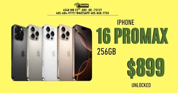 iPhone 16 Pro Max 256GB - Unlocked - $899 ($50 Down)