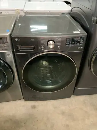 **LG BLACK STEEL FRONT LOAD, 4.5 CU FT SINGLE WASHER**