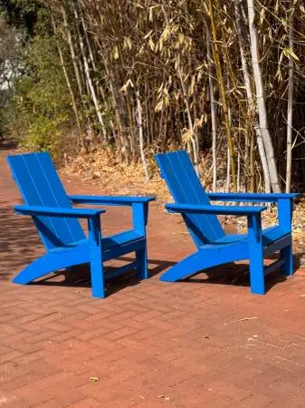 Pair of POLYWOOD Adirondack Outdoor Lounge Patio Chairs – Pacific Blue