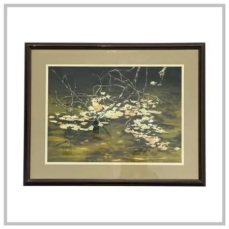 Floating Leaves Pond Watercolor Print