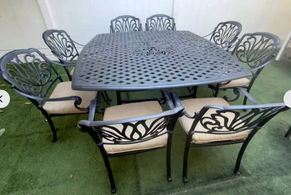 9pc Cast Aluminum Outdoor Patio Dining Table Set