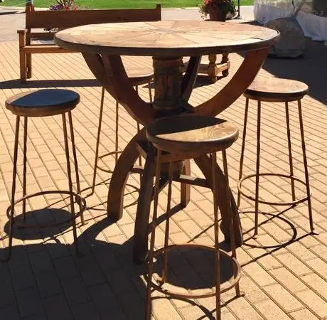 Unique pub table and bar stools