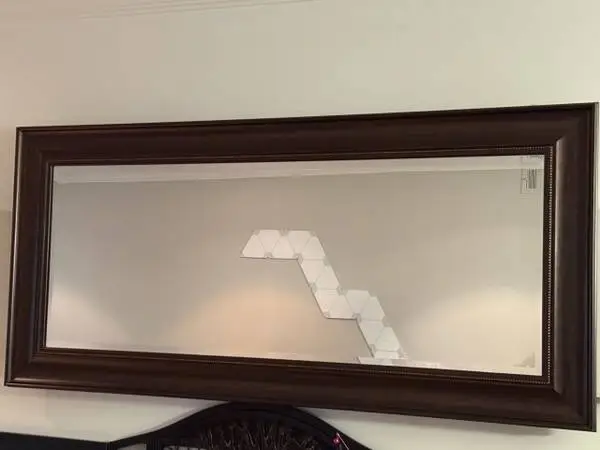 Large Dark Wood Framed Wall Mirror 31 x 61 - Beaded Trim