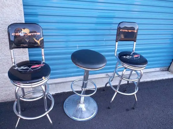 Bar stools swivel Chevy Corvette logo $40