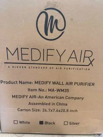 New in box wall hung modify air purifier w/ remote black 640 sq ft
