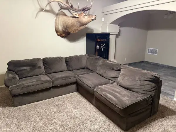 Brown micro fiber sectional