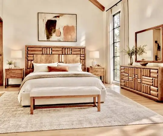 LANE ALTAVISTA - Brutalist dresser/ sideboard mirror KING bed set.