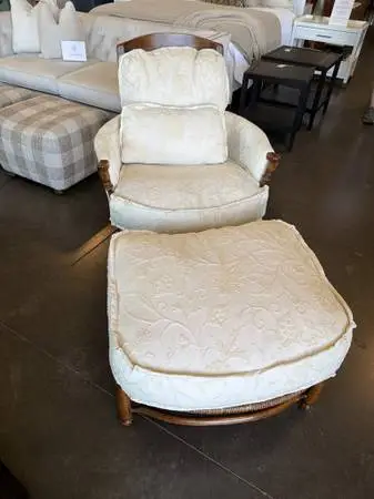 Custom Down Chair & Ottoman W/ Rush Seat-40X34X38H-AS IS