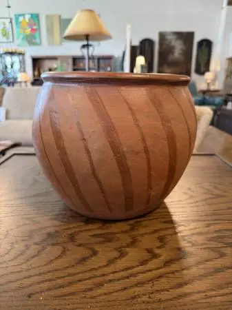 Striped Pottery Pot- 10.5X10.5X9