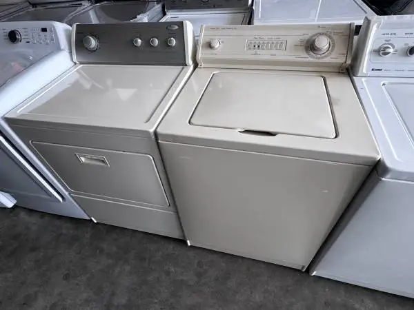 Light beige color whirlpool washer and dryer electric heavy duty