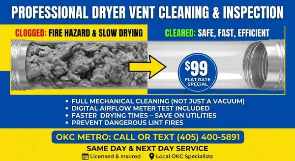 Dryer Vent Cleaning & Airflow Test – $99 Flat Rate (Local Tech)